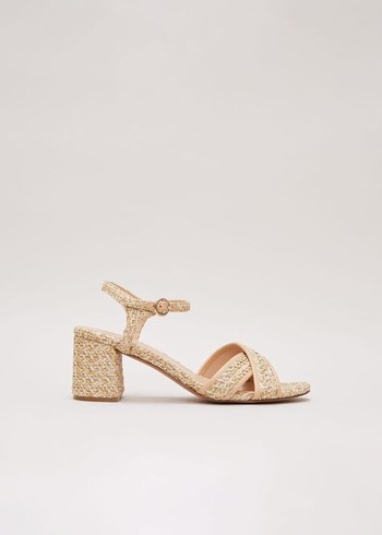 Phase Eight Raffia Block Heels Beige Australia | TW9742631